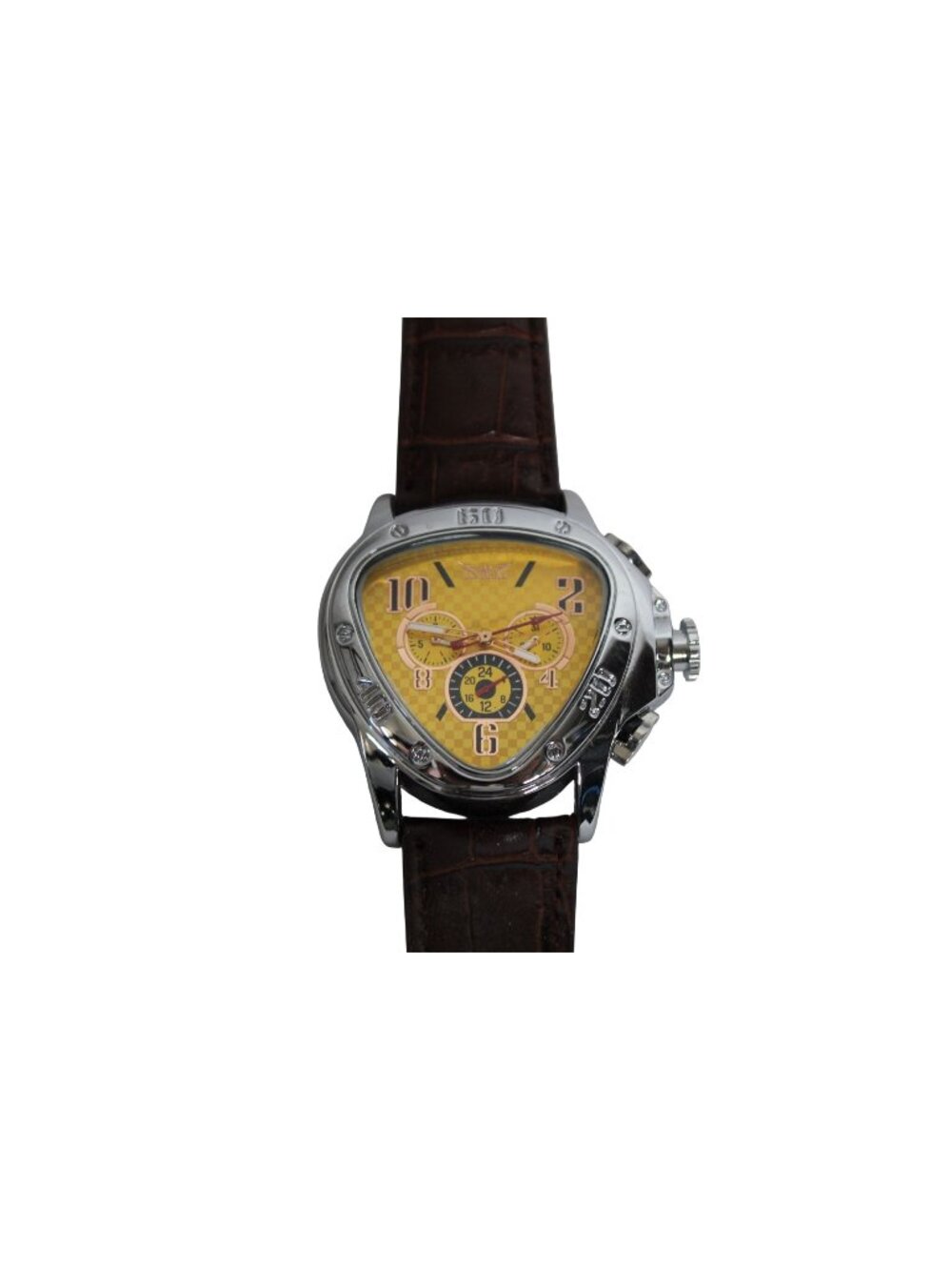 JARAGAR Chunky 4 Dial Watch with Leather Band